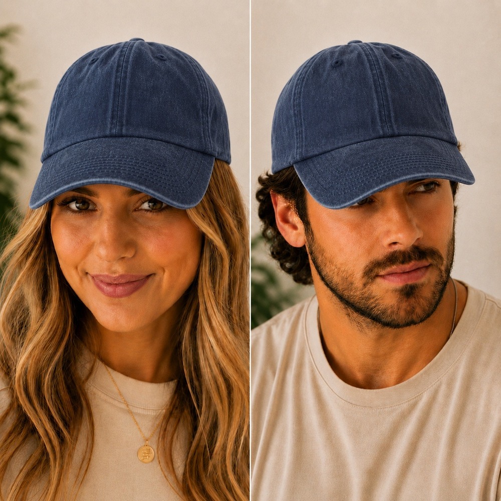 Vintage Washed Navy Blue Cotton Twill Adjustable Dad Hat Baseball Cap Unisex New